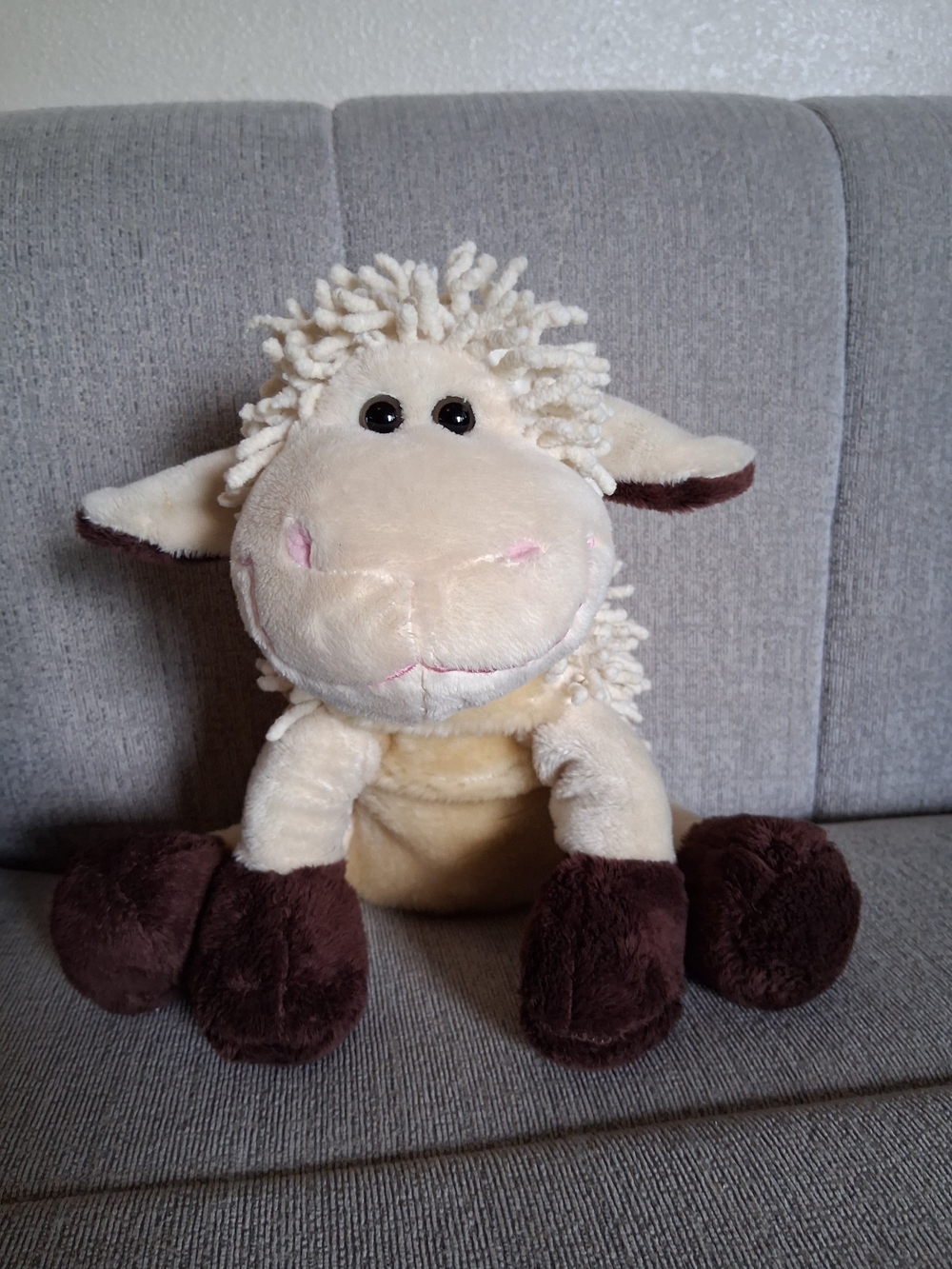 Plush Cream and Brown Sheep Stuffed Animal - Soft Kids Toy